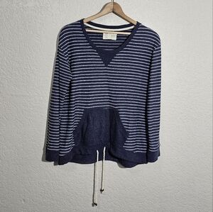 Anthro Saturday Sunday Navy Striped Sweatshirt